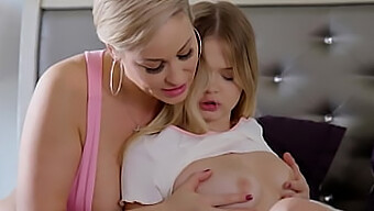 Blonde Stepdaughter Enjoys Licking And Sucking From Older Woman