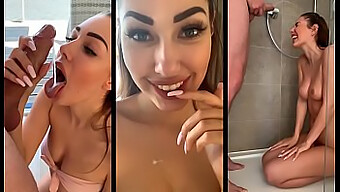 Eine Wunderschöne Teenagerin Bekommt Einen Blowjob Und Handjob Von Einem Großen Schwanz