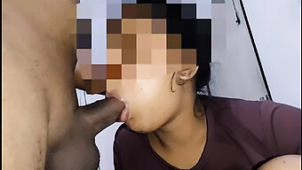 Black-Haired Sri Lankan Teen Gives Blowjob And Swallows Cum