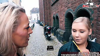 A Mature German Woman With Large Breasts Engages In Lesbian Sex With A Young Girl