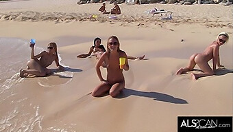 Six Horny Lesbians Get Wild On A Public Beach