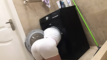 Big Ass Teen Takes A Risky Gamble In The Laundry