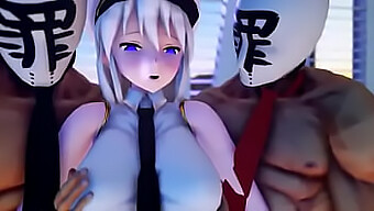 Anime Blowjob Ve Azurlane'Den Büyük Yarak Boşalması