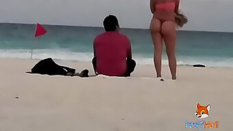 Amateur Wife Shows Off Her Ass In A Thong On Public Beach