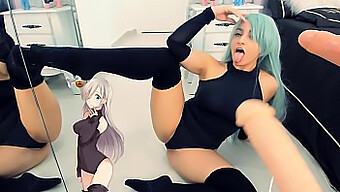 Koe Äärimmäinen Suullinen Nautinto Elizabeth Lionsin Kanssa, Kun Hän Antaa Kaksinkertaisen Suihinoton Cosplay-Tytölle Ja Ahegao-Kasvoille