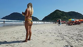 Searching For A Man With A Big Backside In Swim Trunks In Front Of Her Cuckolded Husband!!