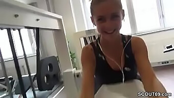 German Teen Gets Her Tight Pussy Pounded In Gym